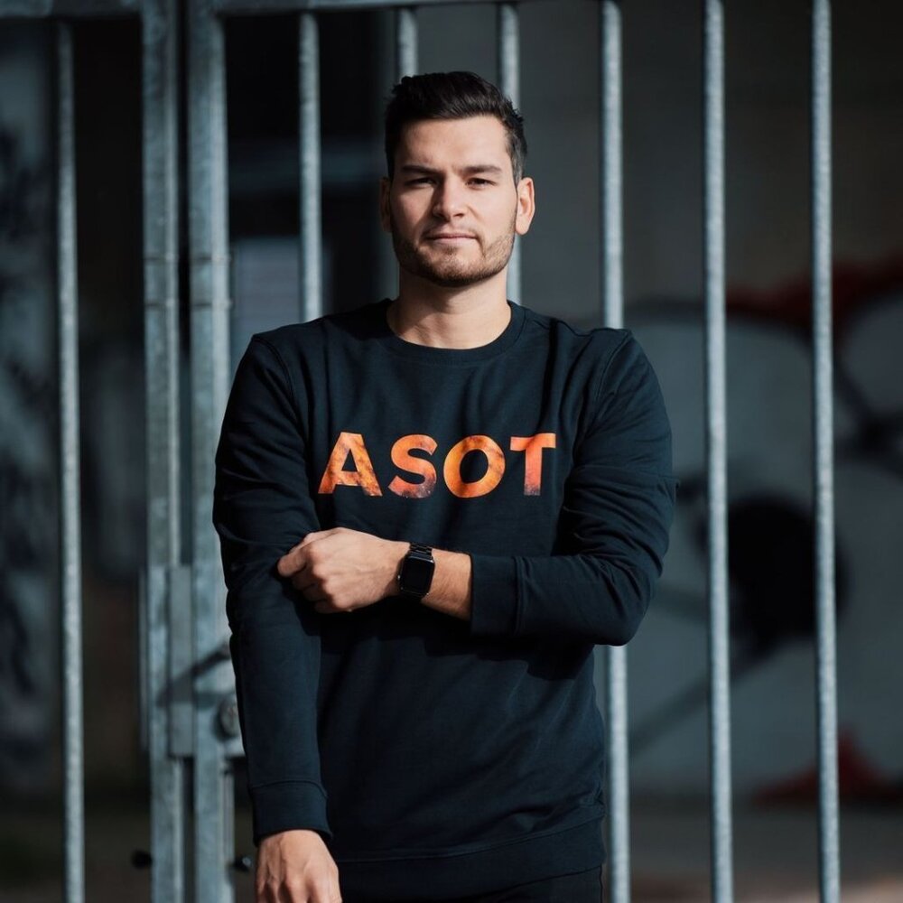 ASOT  A State of Trance Black Long Sleeve Sweatshirt flame letters size Large